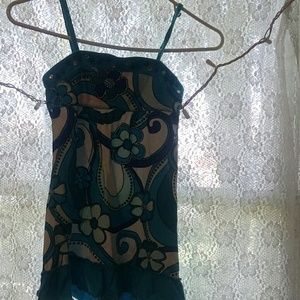 Patterned Blue Tank Top